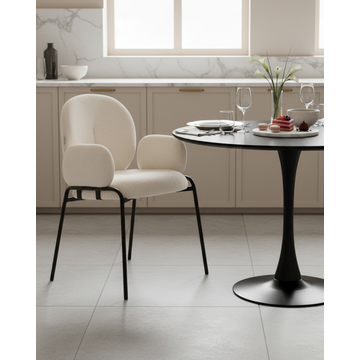 Стул с подлокотниками Моллек букле молочный