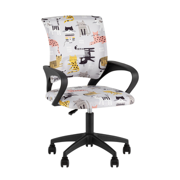 Кресло офисное TopChairs Simple SN Junior принт Blue Cats пластик черный