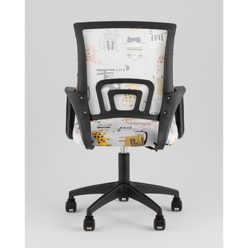 Кресло офисное TopChairs Simple SN Junior принт Blue Cats пластик черный