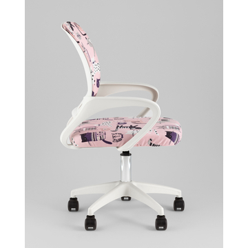 Кресло офисное TopChairs Simple SN Junior принт Pink Cats пластик белый