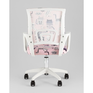Кресло офисное TopChairs Simple SN Junior принт Pink Cats пластик белый