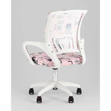 Кресло офисное TopChairs Simple SN Junior принт Pink Cats пластик белый