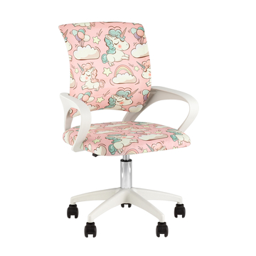 Кресло офисное TopChairs Simple SN Junior принт Unicorns пластик белый