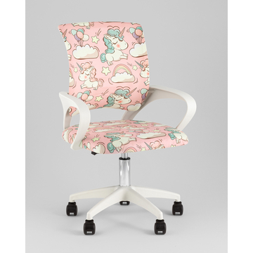 Кресло офисное TopChairs Simple SN Junior принт Unicorns пластик белый