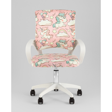 Кресло офисное TopChairs Simple SN Junior принт Unicorns пластик белый