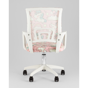 Кресло офисное TopChairs Simple SN Junior принт Unicorns пластик белый