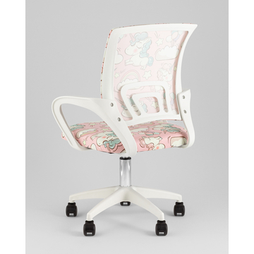 Кресло офисное TopChairs Simple SN Junior принт Unicorns пластик белый