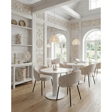 Стол круглый Терралино D90 верх керамика белый матовый, основание металл белый