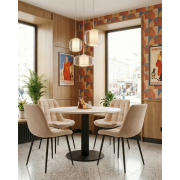 Стол круглый Фризбин D90 столешница ледяной камень основание металл черный