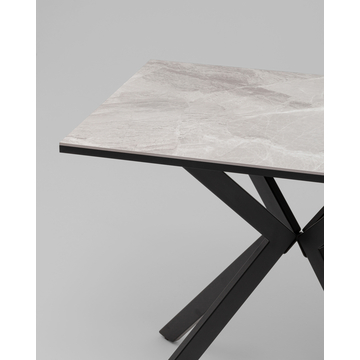 Стол Мармер мини нераскладной 90х60х75 см, столешница IT.MID.GRAY, подстолье металл черный