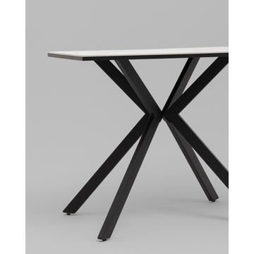 Стол Мармер мини нераскладной 90х60х75 см, столешница SNOW WHITE, подстолье металл черный