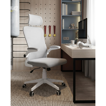 Кресло офисное TopChairs Airone белый с серой сеткой
