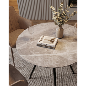 Стол Ники круглый столешница керамика Italian light grey 900