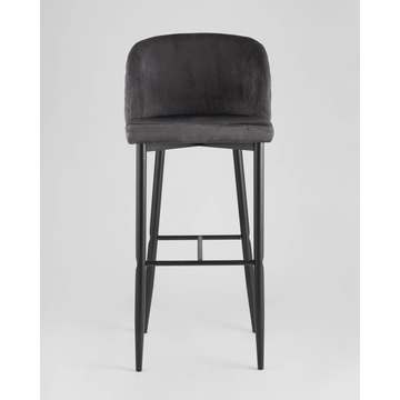 Стул барный мягкий Оскар со спинкой велюр серый