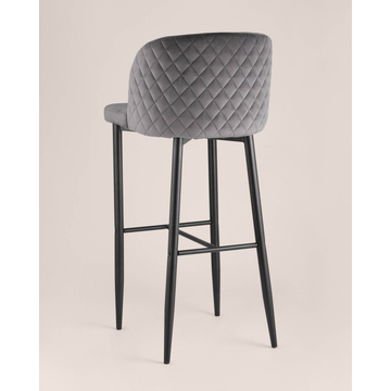 Стул барный мягкий Оскар со спинкой велюр серый