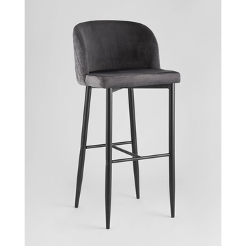 Стул барный мягкий Оскар со спинкой велюр серый