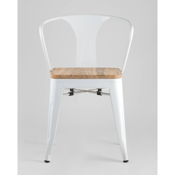 Стул TOLIX ARM WOOD с подлокотниками белый