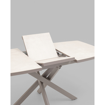 Стол Стейси 110/800/750 столешница керамика Carmen light grey, подстолье подстолье металл латте