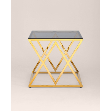 Журнальный стол 55*55 ИНСИГНИЯ золото стекло smoke