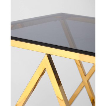 Журнальный стол 55*55 ИНСИГНИЯ золото стекло smoke