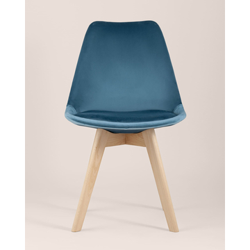 Обеденная группа стол Target 80*80, 4 стула FRANKFURT велюр синий