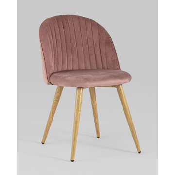 Обеденная группа стол Target 80*80, 4 стула Лион Страйпс велюр розовый