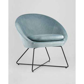Кресло Колумбия пыльно-голубое велюр на металлических ножках