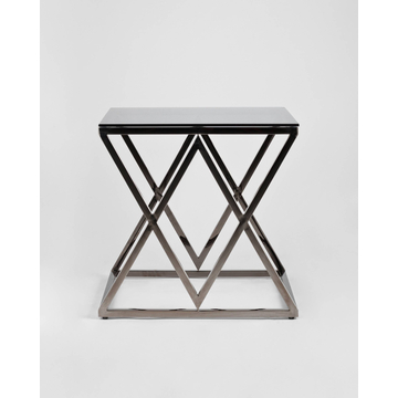 Журнальный стол 55*55 ИНСИГНИЯ сталь темный хром стекло smoke