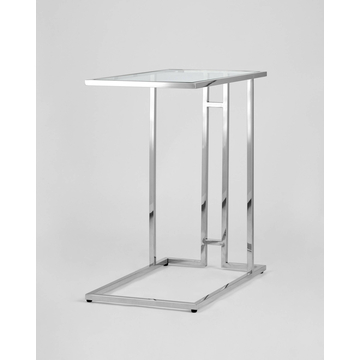 Журнальный столик приставной 50*32 БОСТОН прозрачное стекло сталь серебро