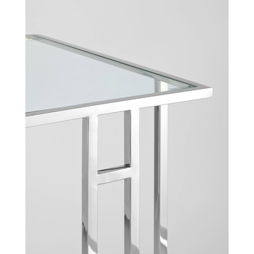 Журнальный столик приставной 50*32 БОСТОН прозрачное стекло сталь серебро