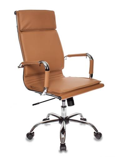 Кресло руководителя Бюрократ CH-993/CAMEL светло-коричневый искусственная кожа крестовина хром