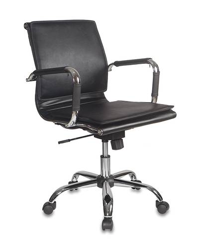 Кресло руководителя Бюрократ CH-993-LOW/BLACK низкая спинка черный искусственная кожа крестовина хро