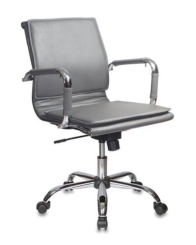 Кресло руководителя Бюрократ CH-993-LOW/GREY низкая спинка серый искусственная кожа крестовина хром