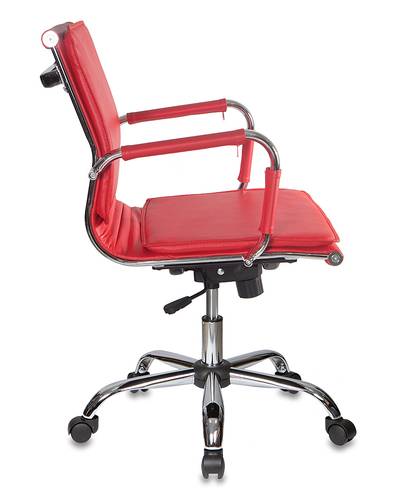 Кресло руководителя Бюрократ CH-993-LOW/RED низкая спинка красный искусственная кожа крестовина хром