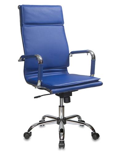 Кресло руководителя Бюрократ CH-993/BLUE синий искусственная кожа крестовина хром