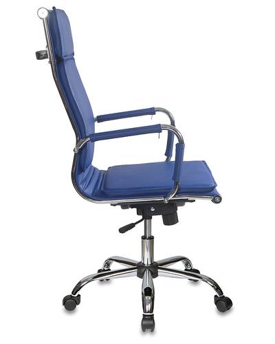 Кресло руководителя Бюрократ CH-993/BLUE синий искусственная кожа крестовина хром