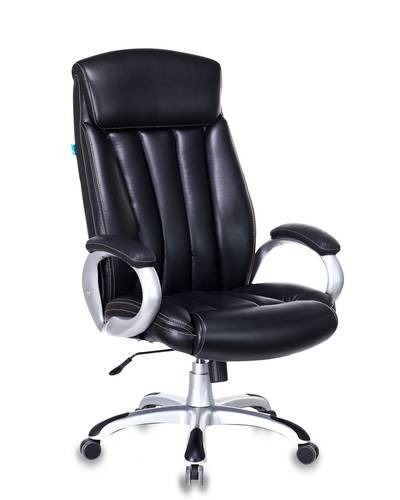 Кресло руководителя Бюрократ T-9922/BLACK-PU черный искусственная кожа (пластик серебро)