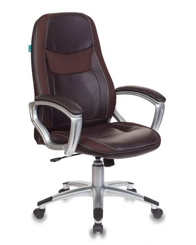 Кресло руководителя Бюрократ T-9910N/BROWN коричневый искусственная кожа (пластик серебро)
