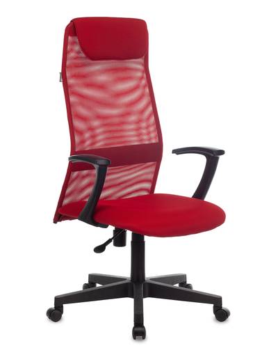 Кресло руководителя Бюрократ KB-8 красный TW-35N TW-97N сетка с подголов. крестовина пластик
