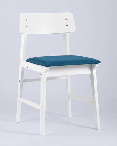 Обеденная группа стол Rondo белый, стулья Oden White синие
