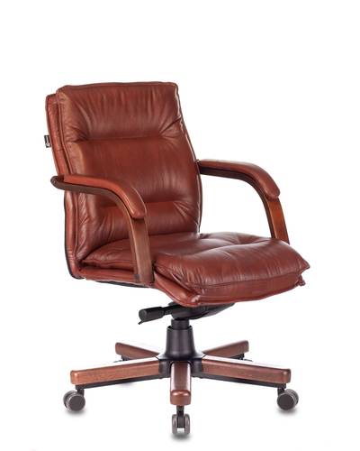 Кресло руководителя Бюрократ T-9927WALNUT-LOW светло-коричневый Leather Eichel кожа низк.спин. крестовина металл/дерево