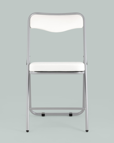 Складной стул Джонни экокожа белый каркас металлик