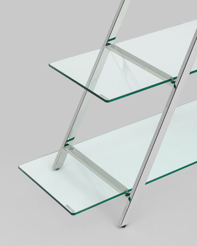 Стеллаж Гейт прозрачное стекло сталь серебро