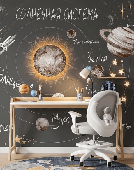 Лампа настольная Mykke, Стол письменный Pyramid, Кресло компьютерное детское Spaceman