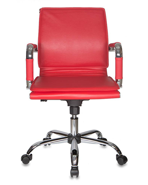 Кресло руководителя Бюрократ CH-993-LOW/RED низкая спинка красный искусственная кожа крестовина хром