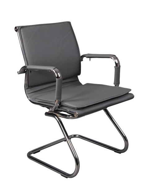 Кресло Бюрократ CH-993-Low-V/grey на полозьях низкая спинка серый искусственная кожа