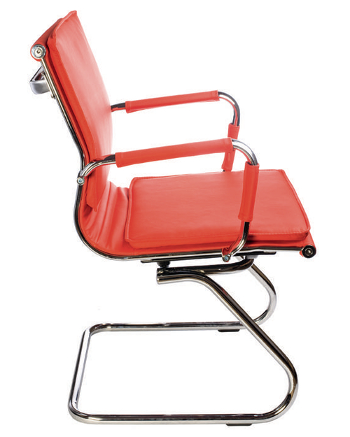Кресло Бюрократ CH-993-Low-V/Red на полозьях низкая спинка красный искусственная кожа