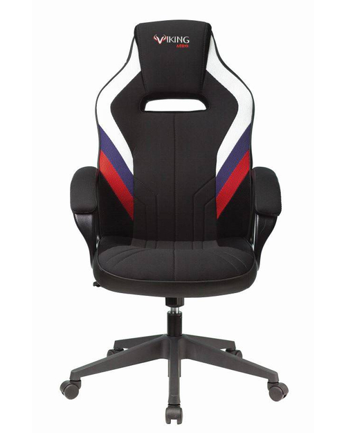 Кресло игровое Бюрократ VIKING 3 AERO RUS белый/синий/красный черный искусст.кожа/ткань