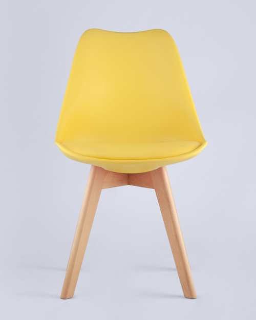 Обеденная группа стол Eames DST, 3 стула Frankfurt желтый