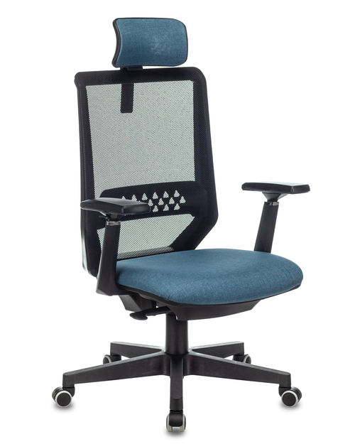 Кресло руководителя Бюрократ EXPERT черный TW-01 сиденье синий 38-415 сетка/ткань с подголов. крестовина пластик